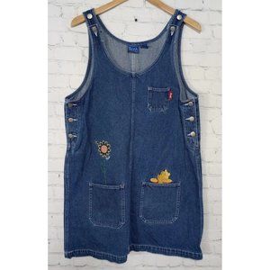Vintage 90s Winnie the Pooh Denim Jean Dress Womens Size Large  Embroidered